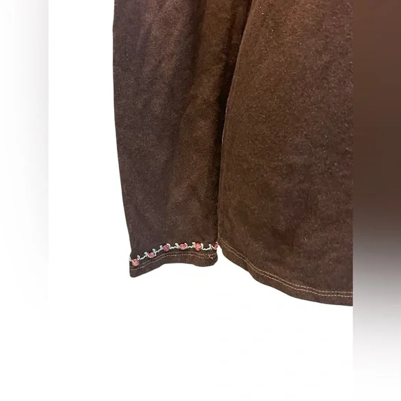 Double D Ranch Embroidered V-Neck Brown and Tan Women's Top Sz:M - Picture 3 of 9